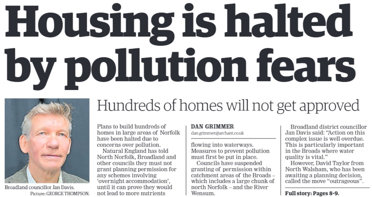 2022-04 Housing is halted by pollution fears - front page text