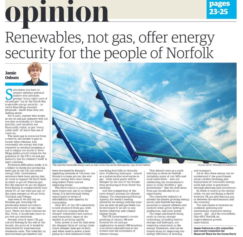 Renewables not gas offer energy security